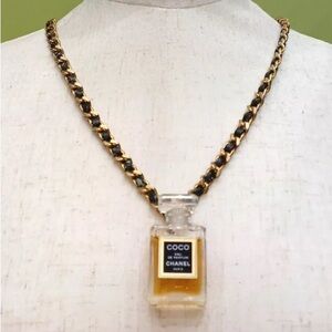Coco Chanel eau de parfum vintage bottle leather necklace chain musk fragrance